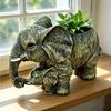 Einzigartiger Elefanten-Themen-Harz-Blumentopf Elefantenstatue Pflanzgefäß für Wohnzimmer Balkon oder Gartendekoration
