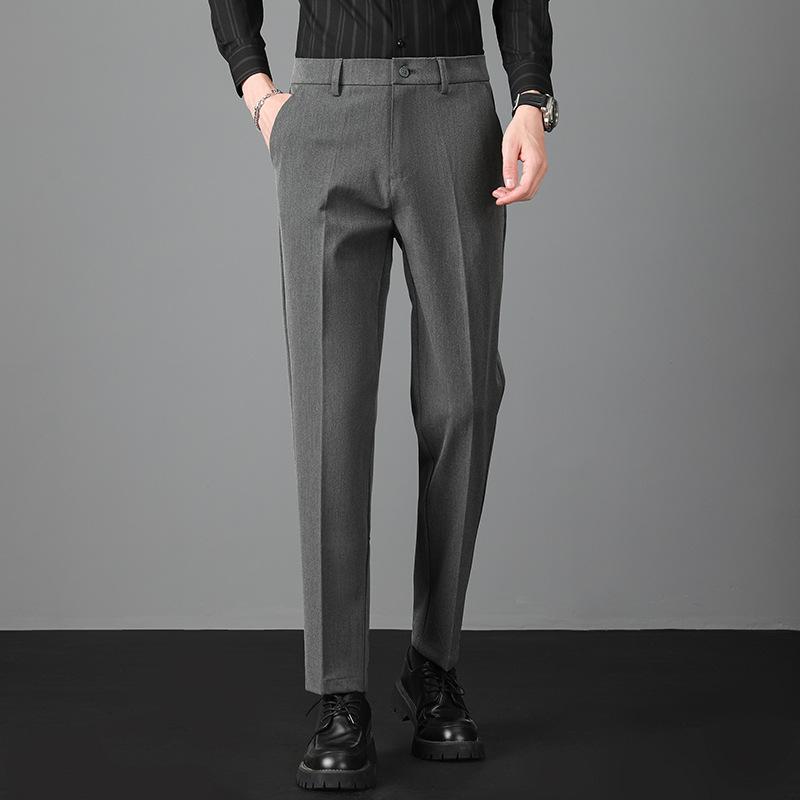 Light Luxury Winter Thick Color Spinning Men's Casual Pants Nine-point Young Men's Trousers Light Business Men's Pants