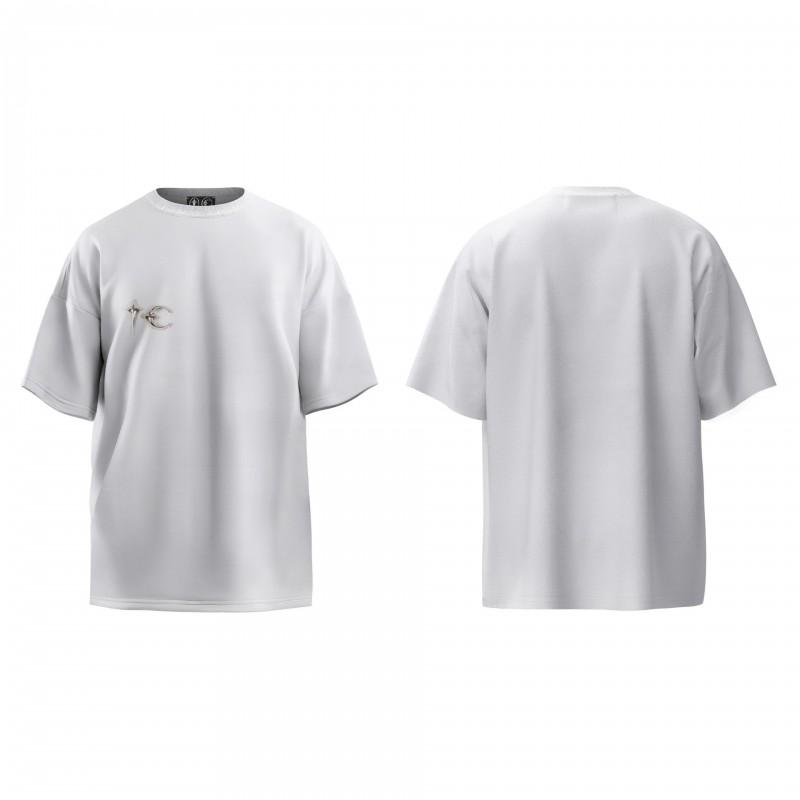 Unisex Oversized Cotton Tee With Embroidered Classic Black White Short Sleeve T-Shirt Youth Streetwear