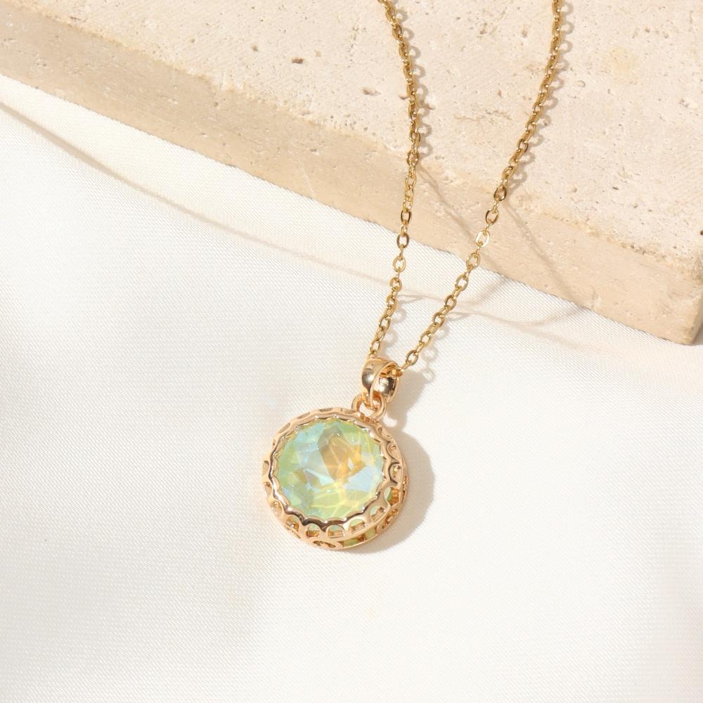 1 Piece Trendy Colorful Round Pendant Necklaces for Women Gold Color Stainless Steel Necklace Jewelry Party Accessories