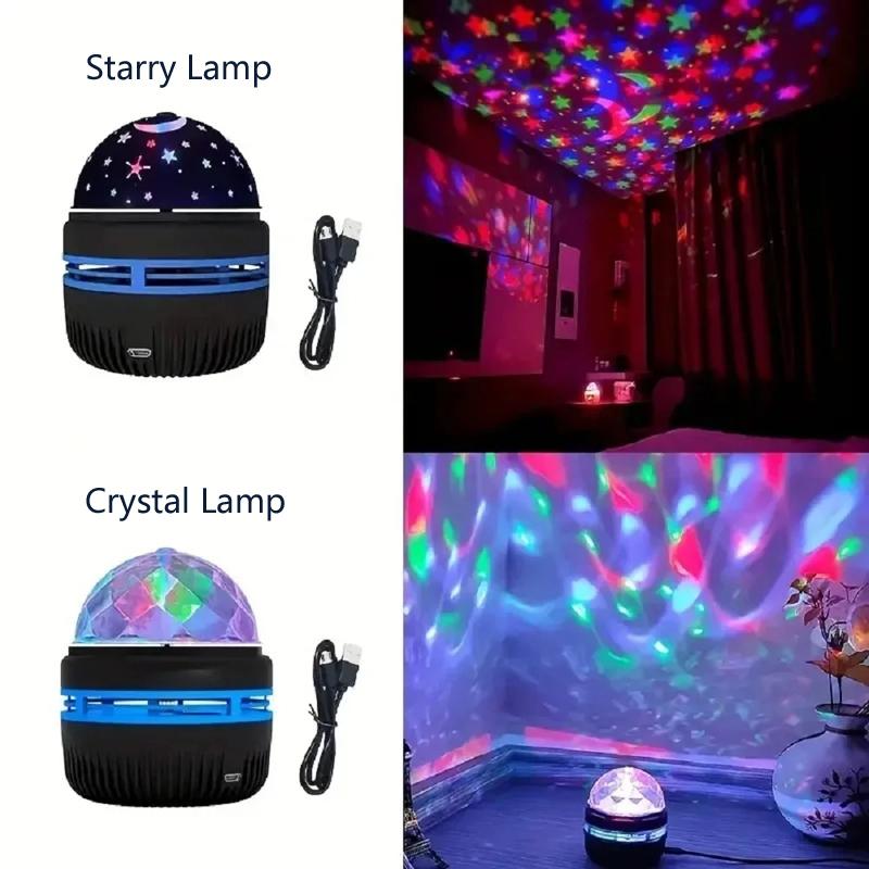USB Projector Starry Sky Lamp RGB Rotating Magic Ball LED Night Light Decor Bedroom Room Decorative For  Children Christmas Gift