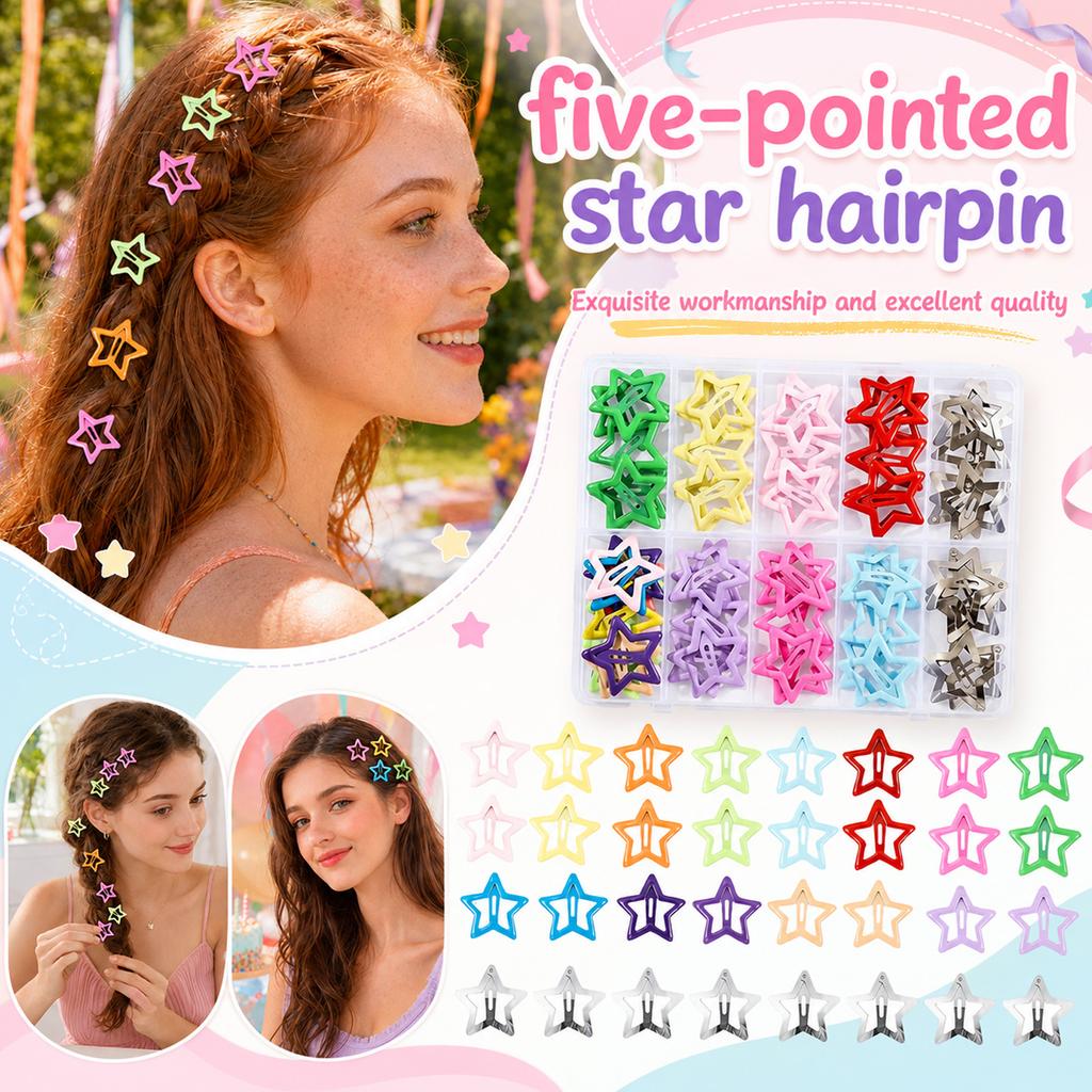 Stern-Haarklammern Set 100 Stück - Bunte Süße Haarspangen für Damen und Mädchen Tägliche Anwendung