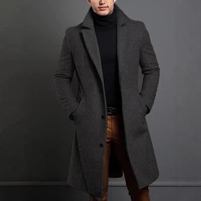 New Fashionable Autumn and Winter Men's Woolen Coats Slim Long Casual and Versatile Coats