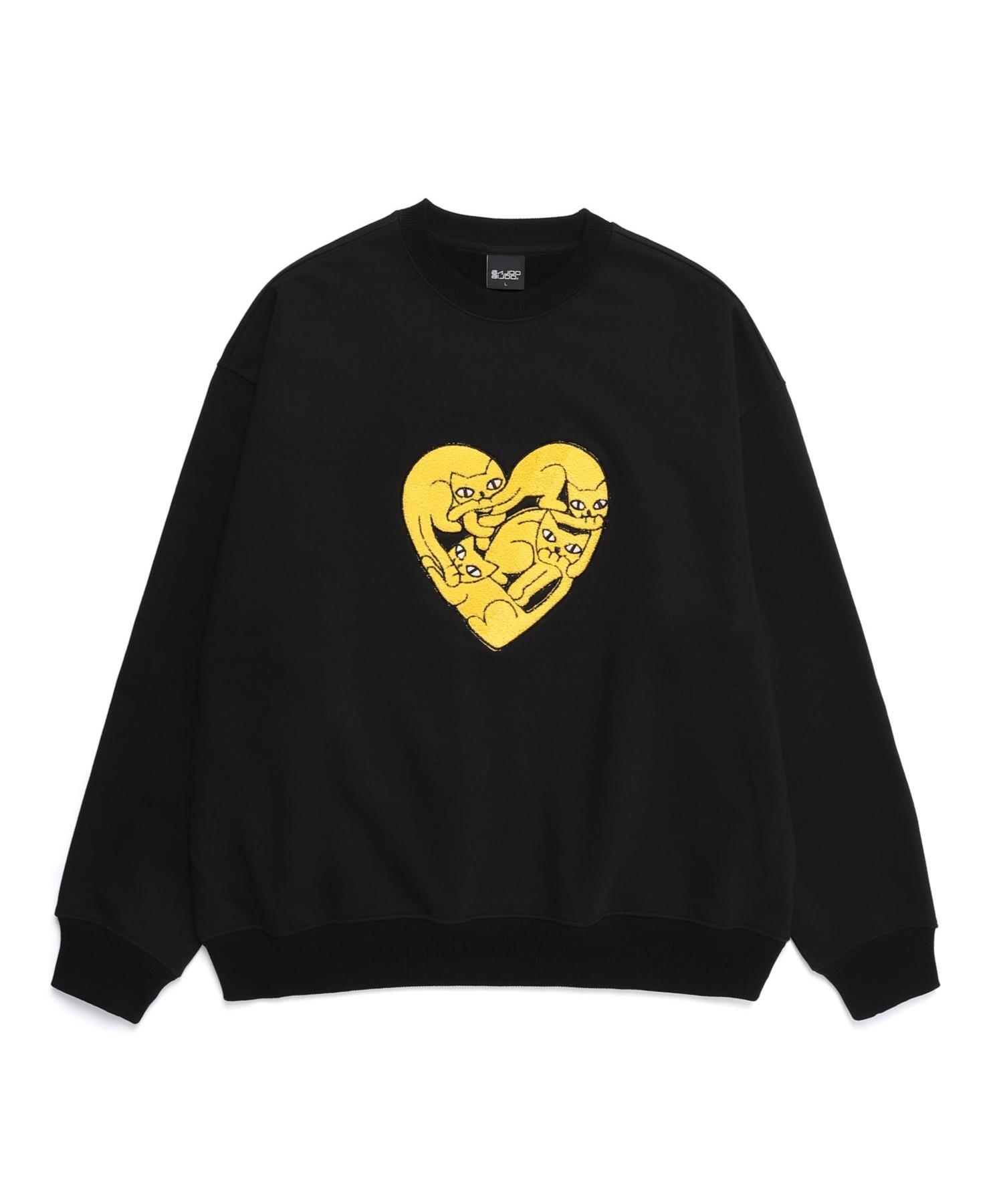 Bajubiju Heart Cat Sweatshirt [Black] L