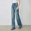 Women's Stone Wash Denim Wide-Leg Straight Jeans