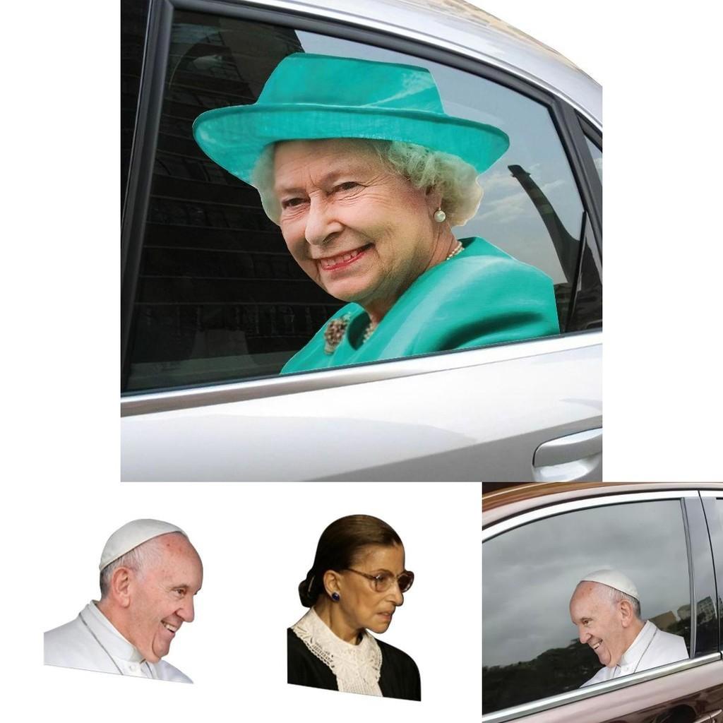 Königin von England Lustiger Charakter Aufkleber für Autofenster Hinterlässt keine Rückstände