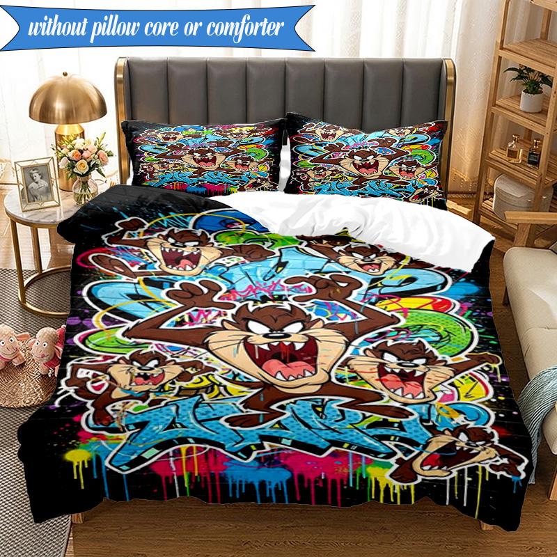 3PCS Tazma-nian Artwork Bedding Set,Including 1pc Duvet Cover And 2pcs Pillowcases Perfect for Bedroom, Dormitory, Fan Christmas gift