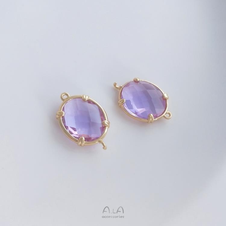 Oválný rámeček ze 14K pozlaceného kovu se zirkonem, dvojitý přívěsek pro DIY šperky