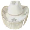 Fringed Rhinestones Cowboy Hat for Adult Women Bridal Shower Cowgirl Hat Masquerades Party Costume Hat Elegant Headpiece