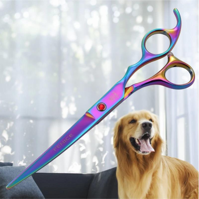 Fenice Curved Grooming Scissors 7.0 Inch Up Curved Scissors for Dogs Pet Shears