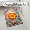 Floral Garden Art Theme Soft Crystal Velvet Rug Custom Name & Text Print Non Slip Floor Rug for Bedroom Living Room