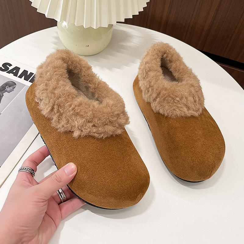 Retro popular niche design feeling Mao Mao edge women winter new wear Mao Mao warm cotton shoes