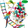 Birds Swing Toys, Parrots Chewing Hanging Perches with Bells Toys for Love Birds Budgie Macaws Cockatiels Parakeets African Grey