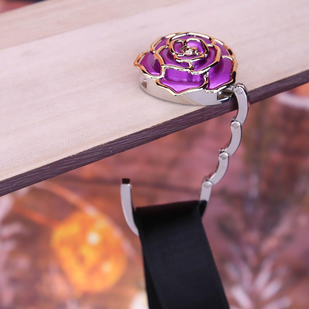 Suport Exquisit pentru Geantă pentru Masă Cârlige Portabile pentru Poșetă Suport Cârlig pentru Masă Model Trandafir Suport Agățătoare pentru Poșetă Decor Agățătoare pentru Poșetă