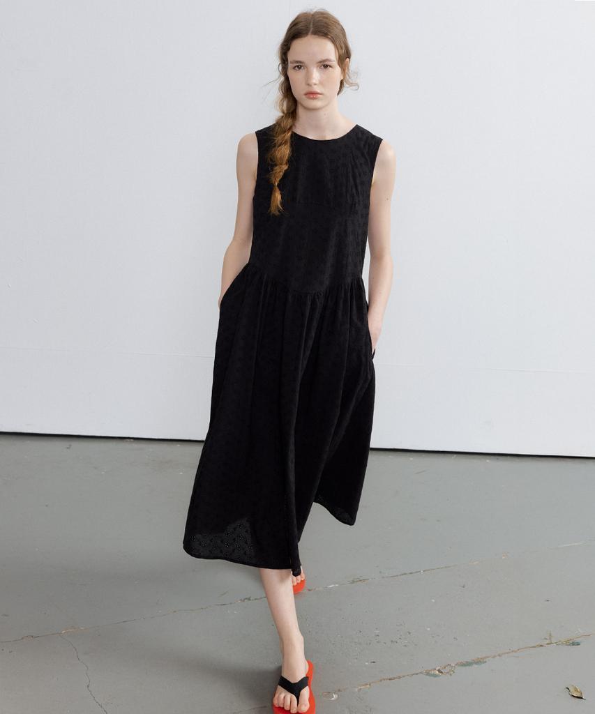 Peulibeo07 Ribbon Pattern Lace Sleeveless Dress [Frsp07Op02]_Black
