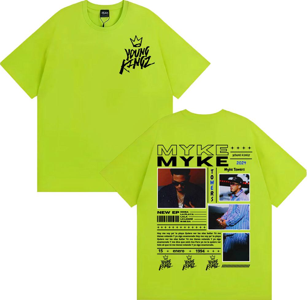 Rapper Myke Towers Graphic Printed T-shirts for Men Harajuku Hip Hop Oversized T Shirt Unisex Summer Cotton Short Sleeve T-shirt