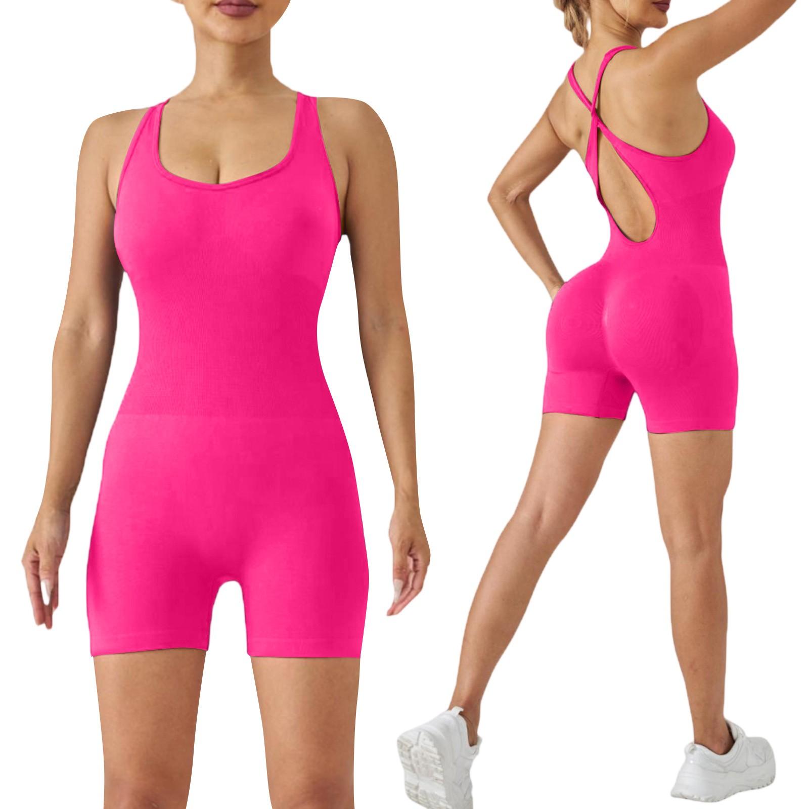 

Женский цельный костюм для йоги с короткими рукавами, повседневный спортивный комбинезон, корректирующее белье для талии L