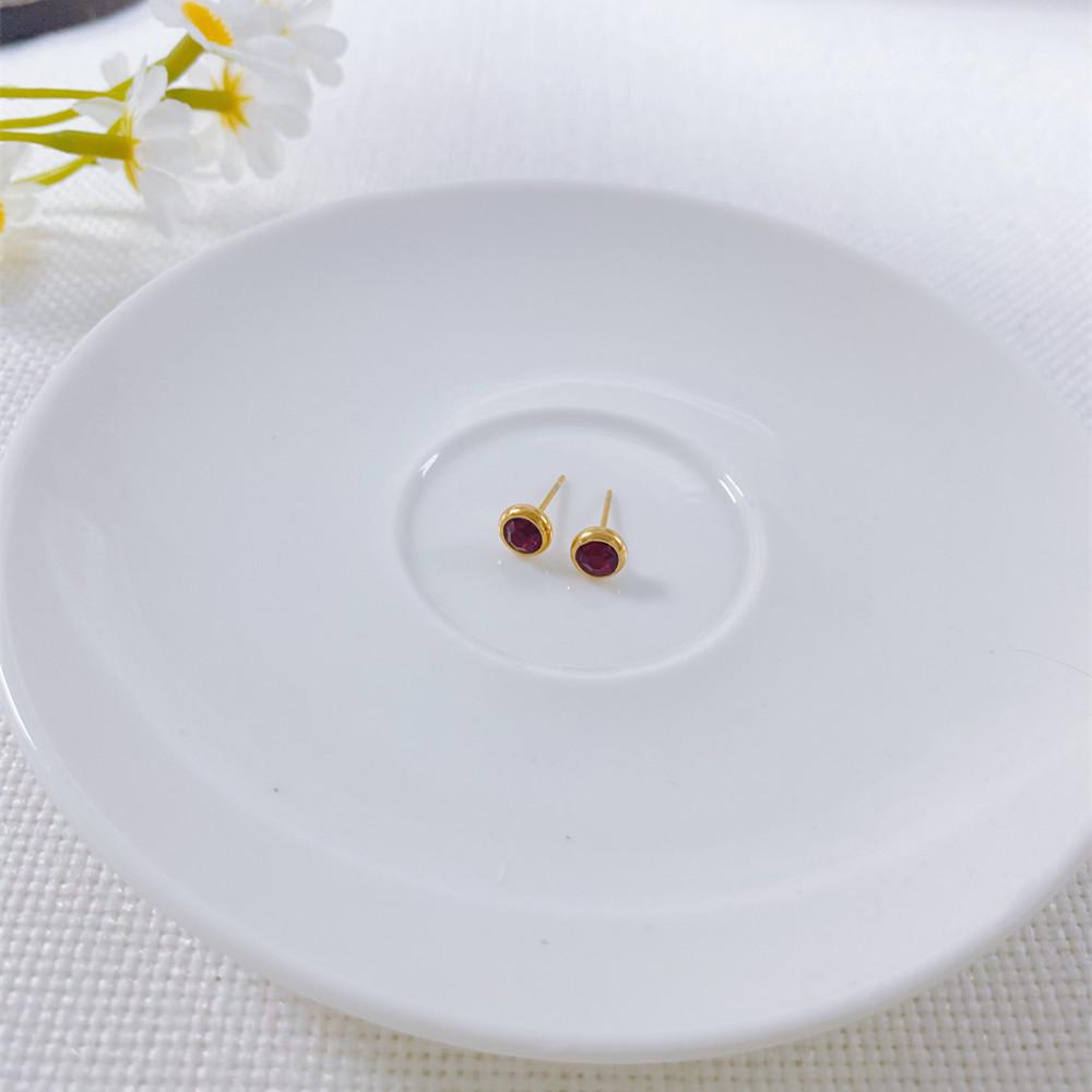 European-American Niche Style Colorful Zirconia Birthstone Earrings with Stainless Steel