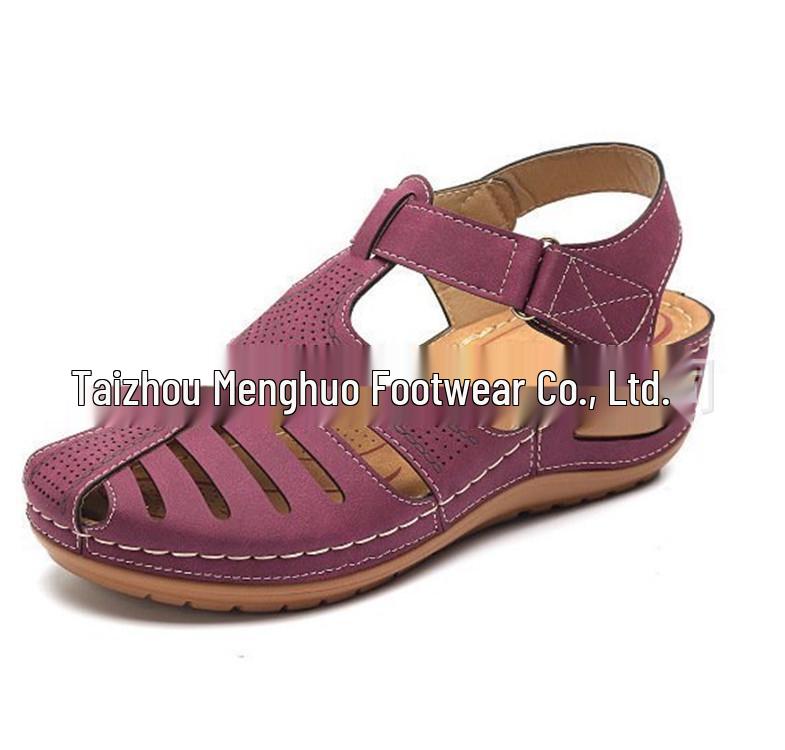 Women's 2020 Wedge Sandals - European & American Style, Casual, Large Size, Solid Color Stitching