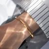 Women Gold Color Stainless Steel Cuff Bracelet, Chic Jewelry Wristband Plain Slip Bangle, Stacking Bracelet Gift To Young Girls