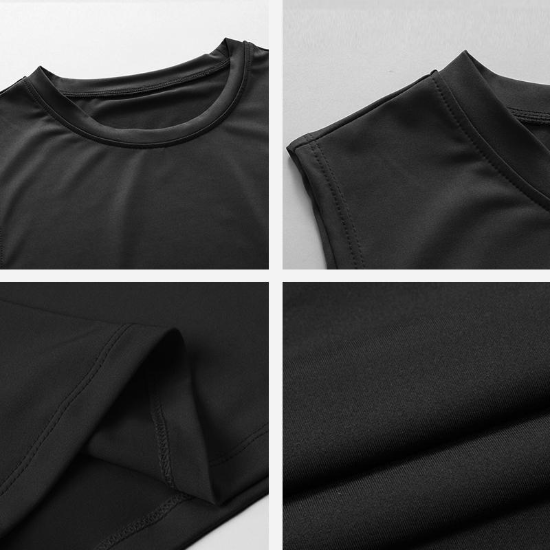 Muscleguys Compression Shirt Mens Gym Tank Tops Summer Fitness Clothing O-neck Sport Sleeveless T Shirt Elastic Bodybuilding Running Vest