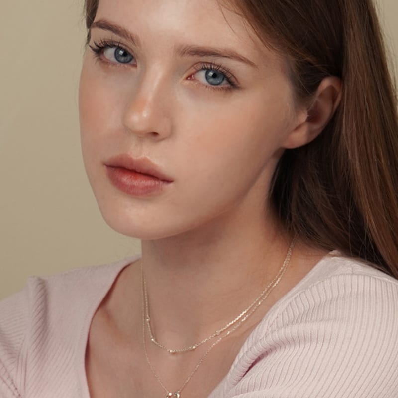 JEWNEL Silver925 Lovely Line Heart Cubic Point Necklace (2 Colors)