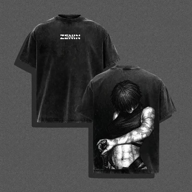 Hot Anime Jujutsu Kaisen Higuruma Hiromi Print T-shirt Men Short Sleeve Clothing Cotton Tshirt Retro Washed T Shirt Manga Tops
