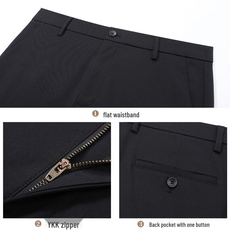 Langdeng Men's Straight Fit Business Casual Trousers