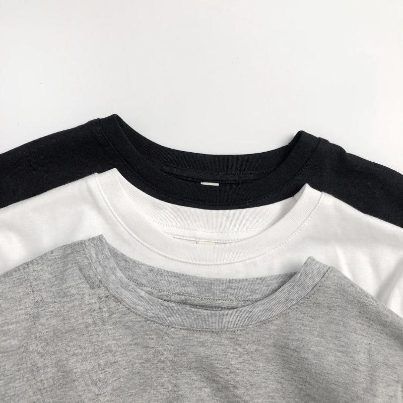 Autumn Kids Solid Color Long Sleeves Loose Basic T-Shirt Boys Girls Korean Soft Children Clothes