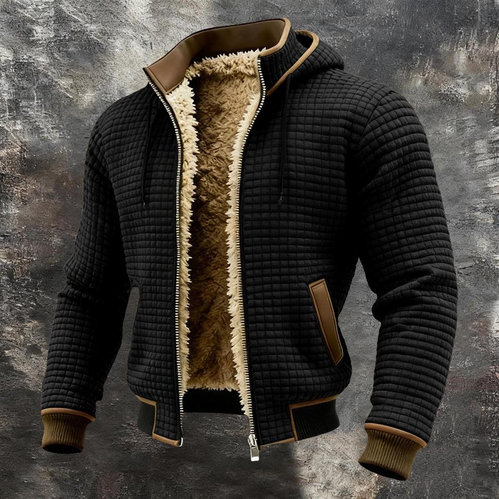 Men's European & American Velvet Thick Knit Hooded Jacket - Autumn & Winter