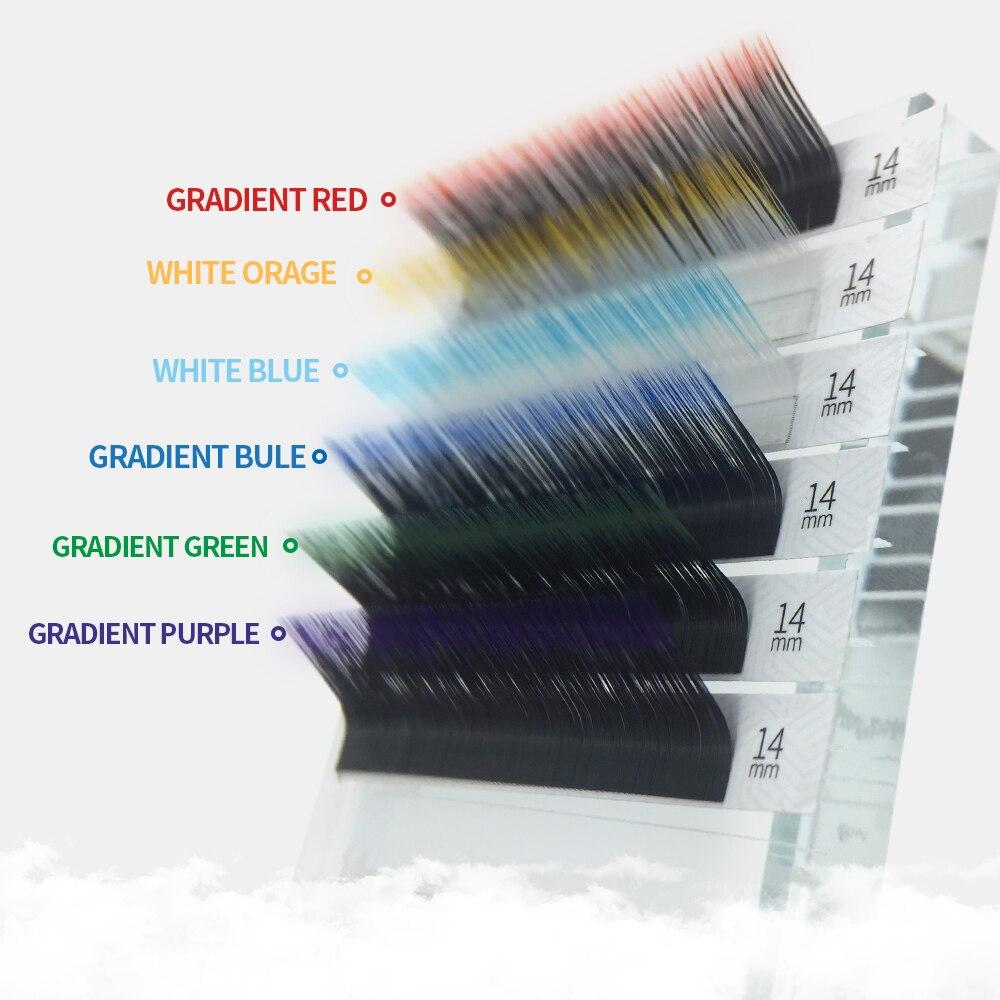 GAHAMACA Wimpernverlängerung mit Farbverlauf, Wimpernverlängerung, Ombre-Wimpern, 0,07 mm, C/D/LCurl 8–14 mm