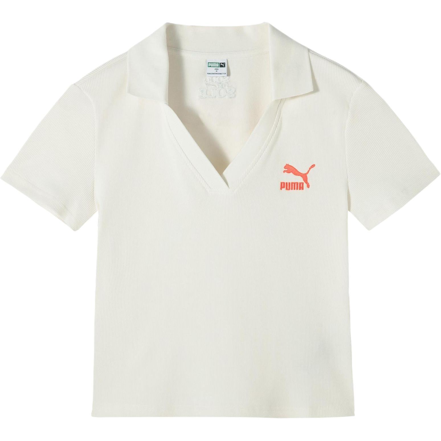 (WMNS) PUMA Logo Polo Shirt Beige Red Women s 626863-65 M