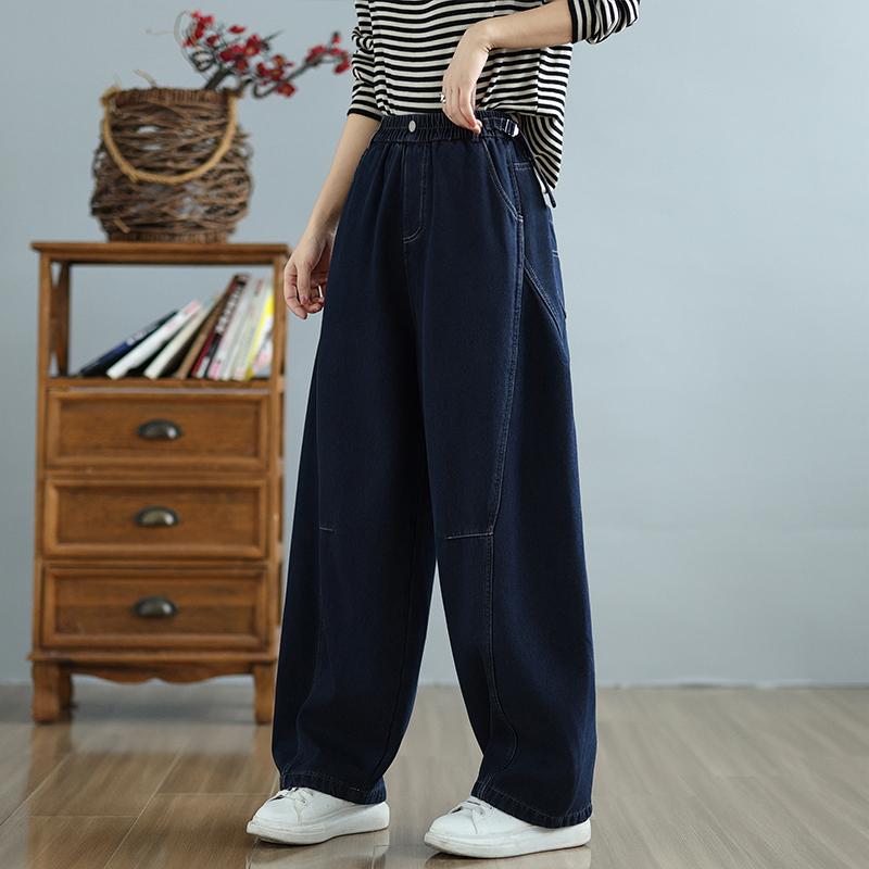 DIMANAF 2025 Autumn Winter Plus Size Jeans Women Thicken Flocking Warm Vintage Cotton Denim Long Pants