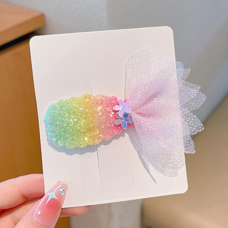 2Pcs Girl Mermaid Princess Hair Card Korean Glitter Fishtail BB Clip Baby Bangs Side Clip Children's Hair Clip Headdress