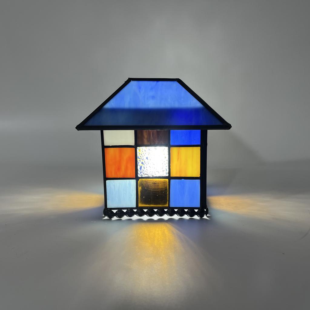 Stained glass square house lampshade, geometric pattern lampshade, wall lamp, chandelier lampshade, replacement lampshade