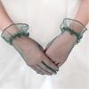 1 Paar Damen Handschuhe Spitze Vollfingerhandschuhe Kurze Tüllhandschuhe Etikette Handschuhe Dehnbar Lotusblatt Sheers 2025