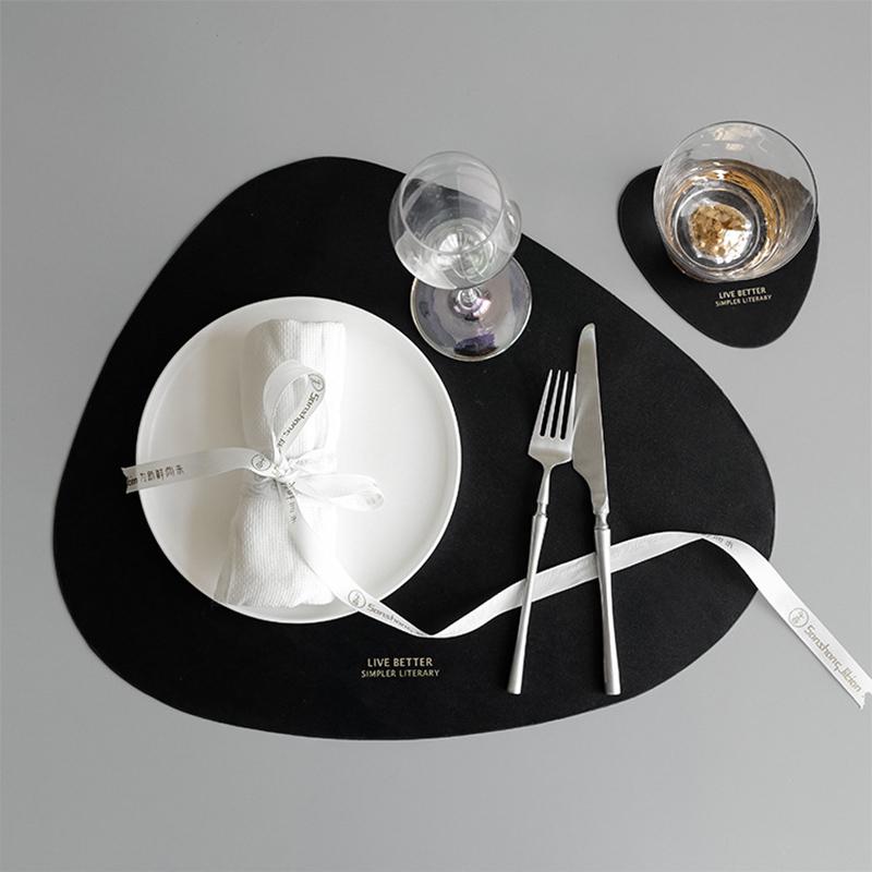 1 Set Heat Insulation Table Mats Wooden Pad Tableware Black Walnut Placemats Rou