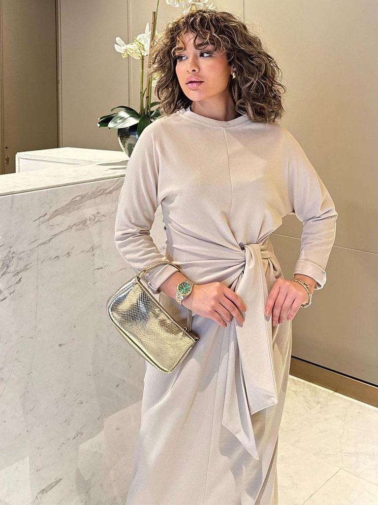 2024 Elegancka Bawełniana Sukienka Midi Slim Fit Sznurowana