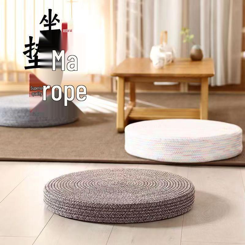 Japanese Woven Jute Tatami Floor Cushion for Living Room or Balcony