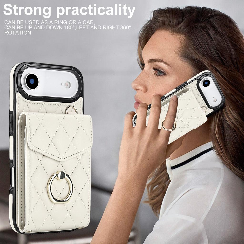 For iPhone Air Case RFID Blocking Card Bag Leather + TPU Crossbody Phone Cover with Ring Kickstand