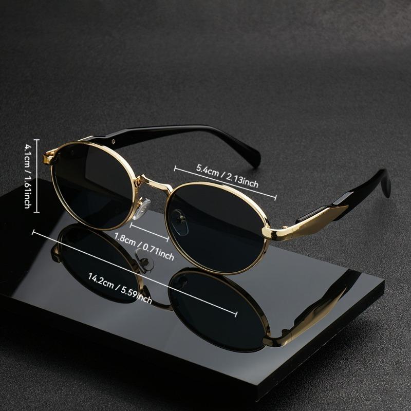 Vintage Y2K Style Oval Glasses Golden Metal Frame with Tortoiseshell Accents Black Lenses Perfect for Casual Parties