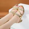 Spring and Summer New Rhinestone Slippers Women's Fashion Outer Wear Thick Heels High Heels Sandals
