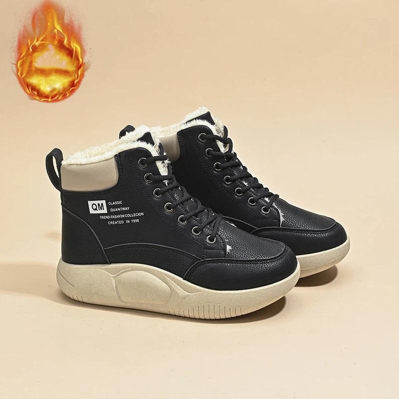Women's Winter Thick And Warm High Top Shoes With Added Fleece Cotton Shoes