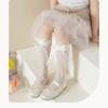 Soft & Breathable Girls Under Knee Length Socks Lovely Bowknot Accent Middle Tube Socks Stockings Enjoy Sweet Charm