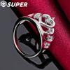 925 Sterling Silver AAA Zircon Heart-shaped Crown Ring, Fashionable Wedding Jewelry