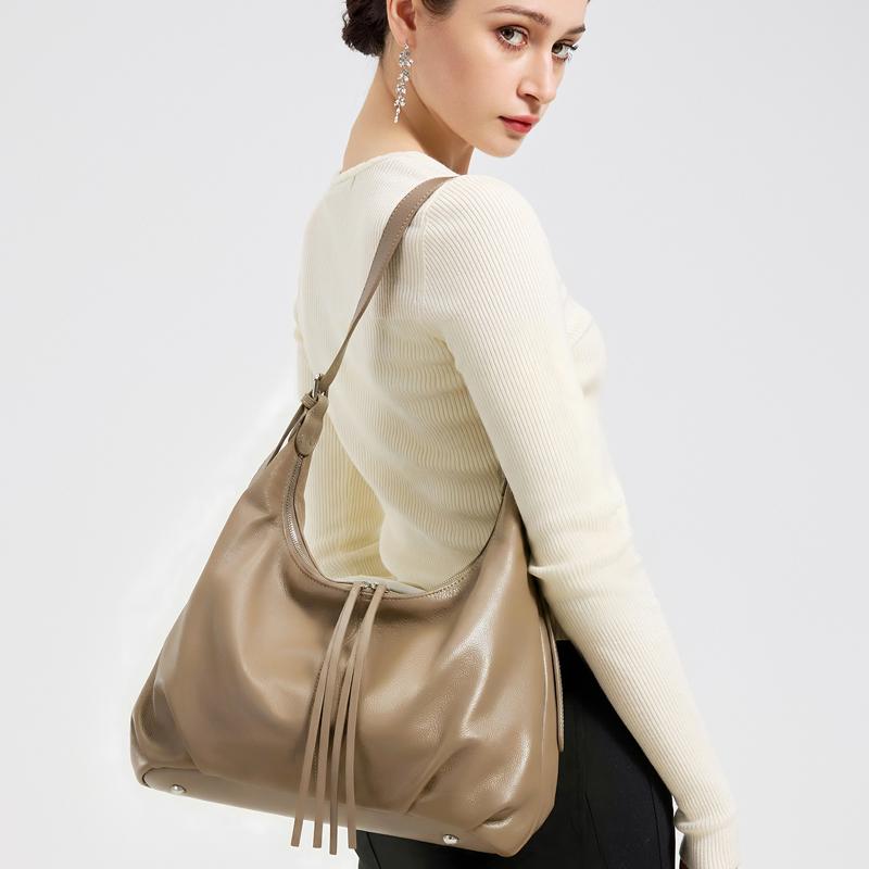New Spring Ladies Large Capacity Genuine Cowhide Leather Underarm Bags Women's fashi Luxury Designer Shoulder Crossbody Bag