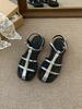 Narrow Band Ladies Casual Heeled Sandals Women's Black Beach New Summer 2025 Low Heel Outdoor Dress Gladiator Shoes