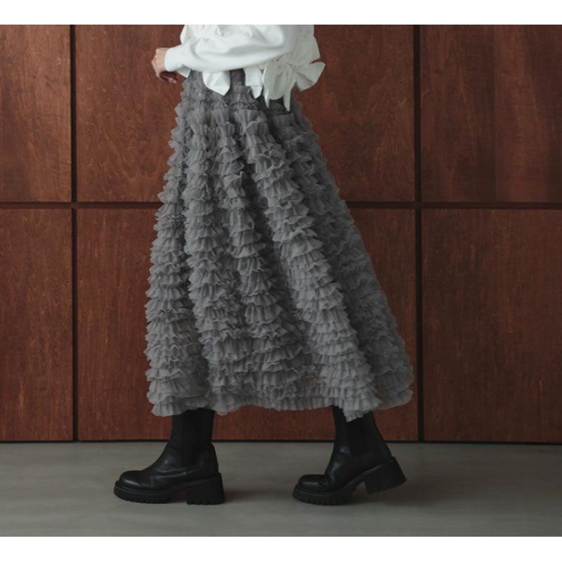 

Spring Style Handmade Knit Cardigan with Bow & Mesh Layered Skirt Set One Size