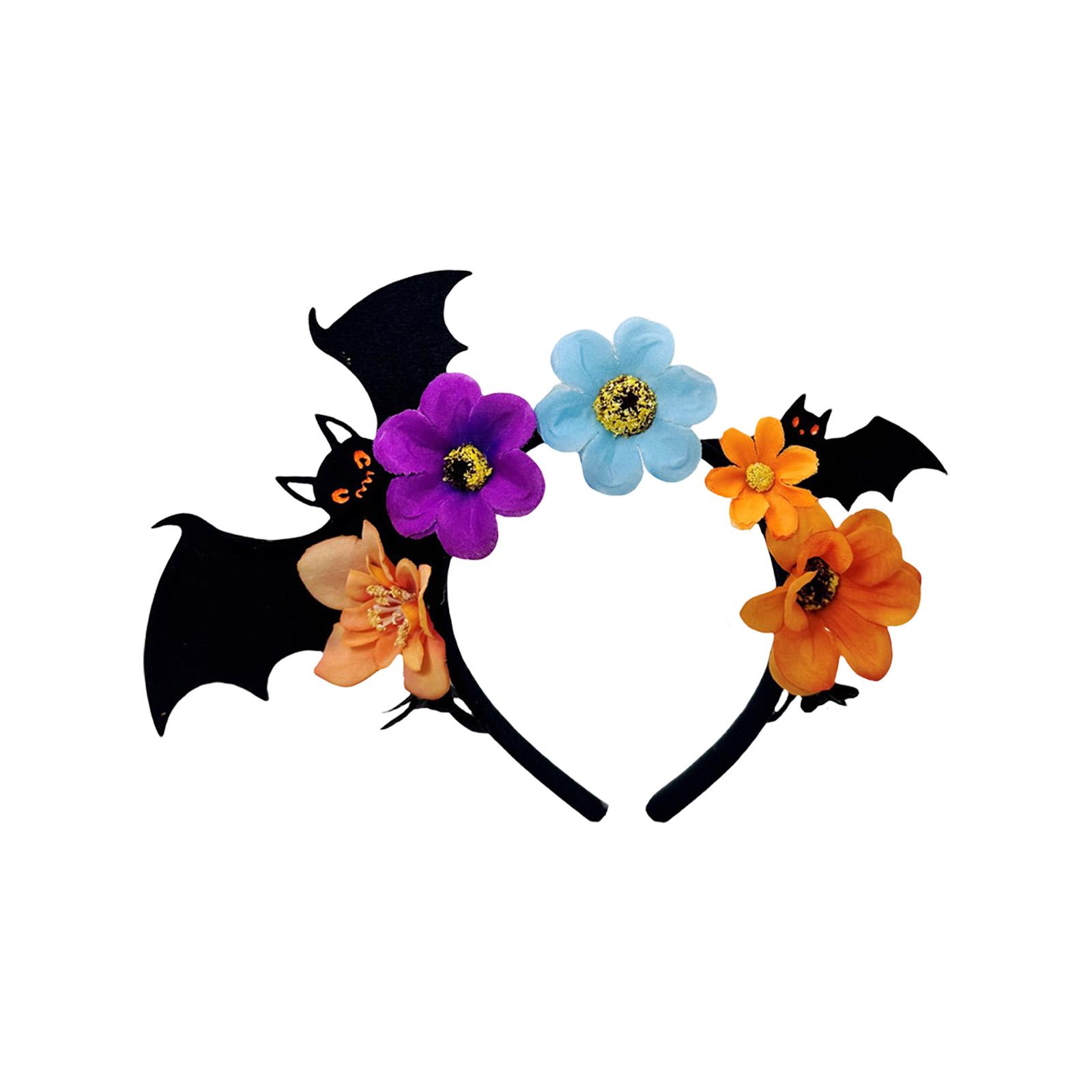 

Bat And Flower Punk Theme Headpiece Soft Elastic Hairhoop Hair Accessories For Halloween Costume Event Gathering різнокольоровий