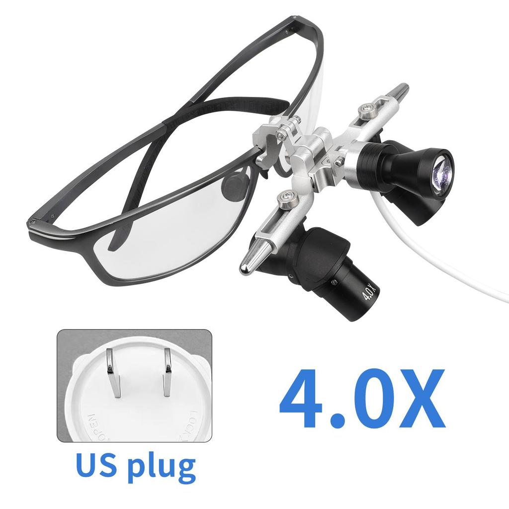 4X/5X6X Dental 48° Ergo Loupes Working Distance 350-450mm Surgical Head Mounted Loupes, 5W LED Headlamp Adjustable Optical Loupes